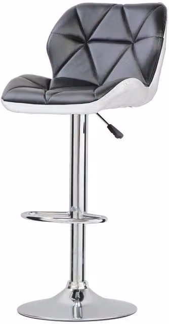 Neel Blue Modern Black PU Leather Swivel Barstool with Height Adjustable Metal Base – 1