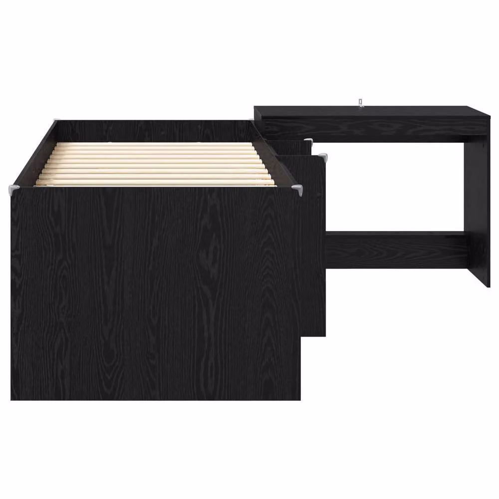 Berkfield Home Kids High Bed Frame with Desk in Black Oak Engineered Wood – 3