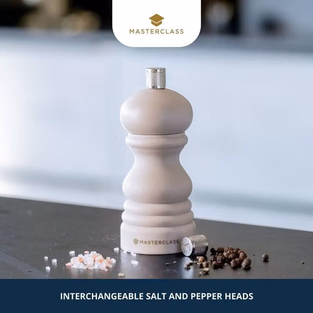 MasterClass Salt or Pepper Mill, Beige, Height: 12 cm