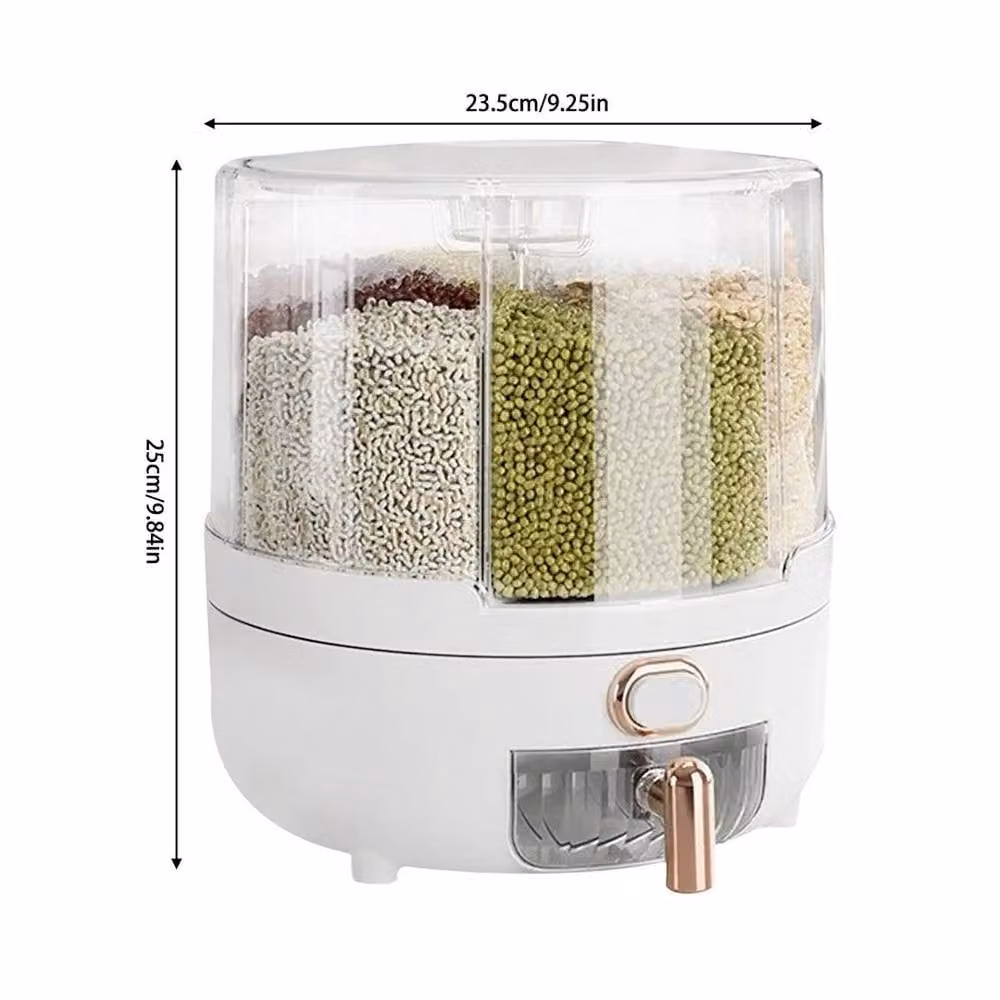 PAWNORA White Transparent 6-in-1 Rotatable Airtight Food Storage Container with Compartments – 2