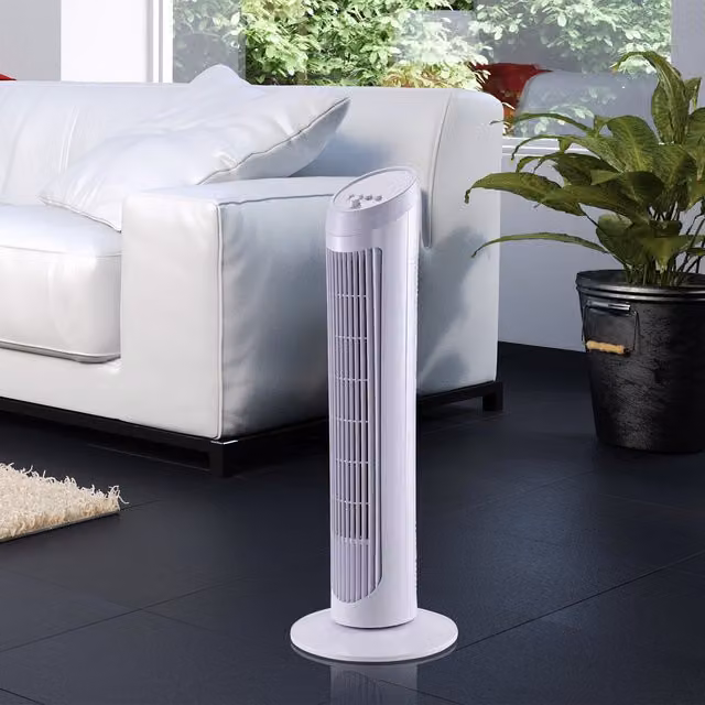 HOMCOM Tower Fan with 3-Level Wind Control and Noise Reduction, Black and White, Height: 75 cm