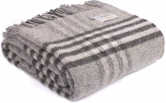 Tweedmill Lifestyle Hex Check Wool Throw in Grey