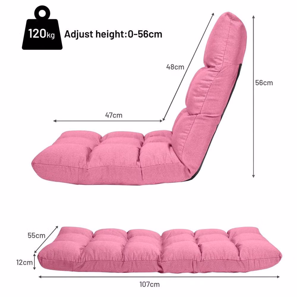 KORVIXA 14-Position Adjustable Floor Chair in Pink, W/D: 100 x 100 cm – 2