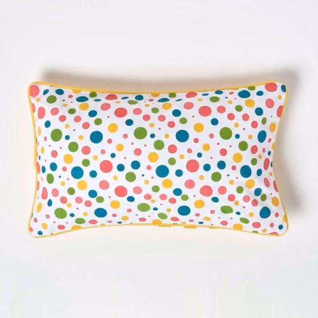 Homescapes Multicolour Polka Dot Cotton Cushion Cover, W: 50 cm