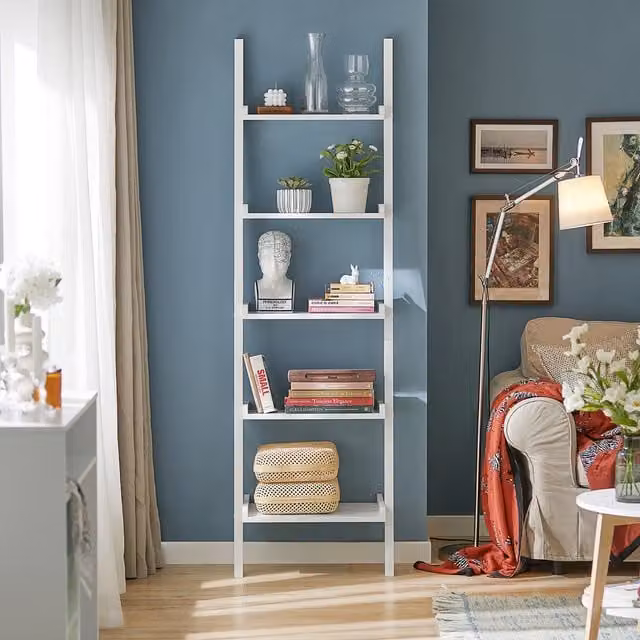 SoBuy 5-Tier Freestanding Ladder Shelf in White