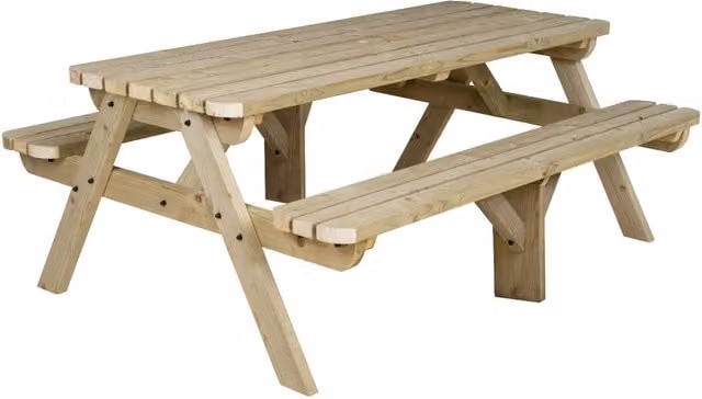 Arbor Garden Solutions Rustic Wood Picnic Table and Benches Set in Green and Brown, W: 240 cm