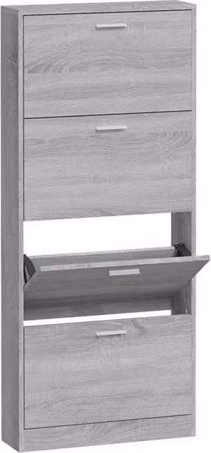 Berkfield Home Grey Sonoma Shoe Cabinet with Tilting Compartments and Internal Drawers, W/D/H: 59 x 17 x 150 cm – 1
