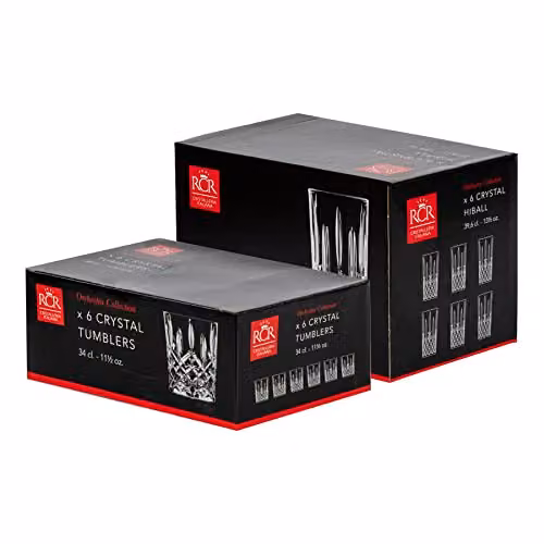 RCR Crystal Orchestra 12 Piece Set of Transparent Tumbler and Highball Glasses, 396 ml and 340 ml – 4