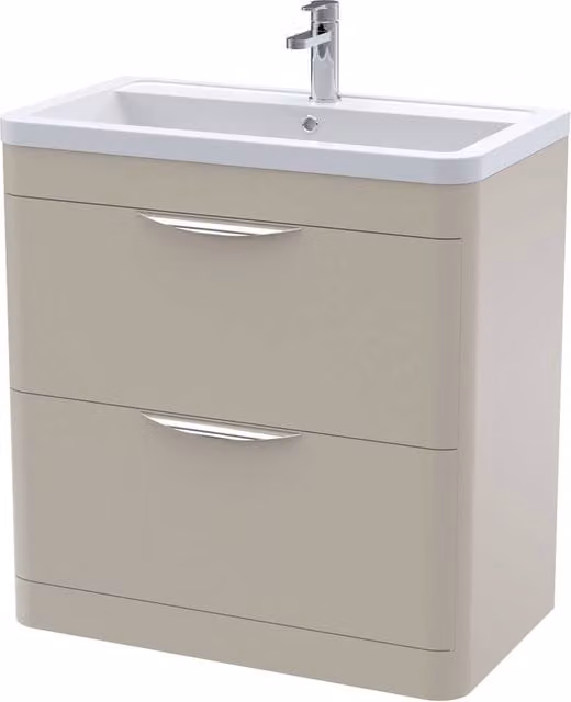 Balterley Aldershawe 2 Drawer Bathroom Vanity Unit with Ceramic Basin in Pebble Grey, W/D/H: 80 x 45 x 84 cm – 1