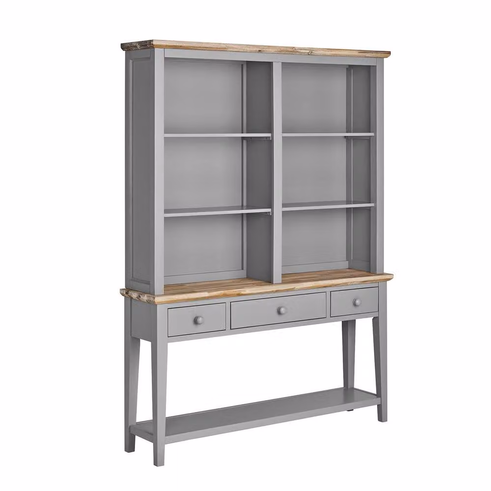 Statement Furniture Florence Console Table and Hutch Slimline Display Cabinet in Light Grey – 2