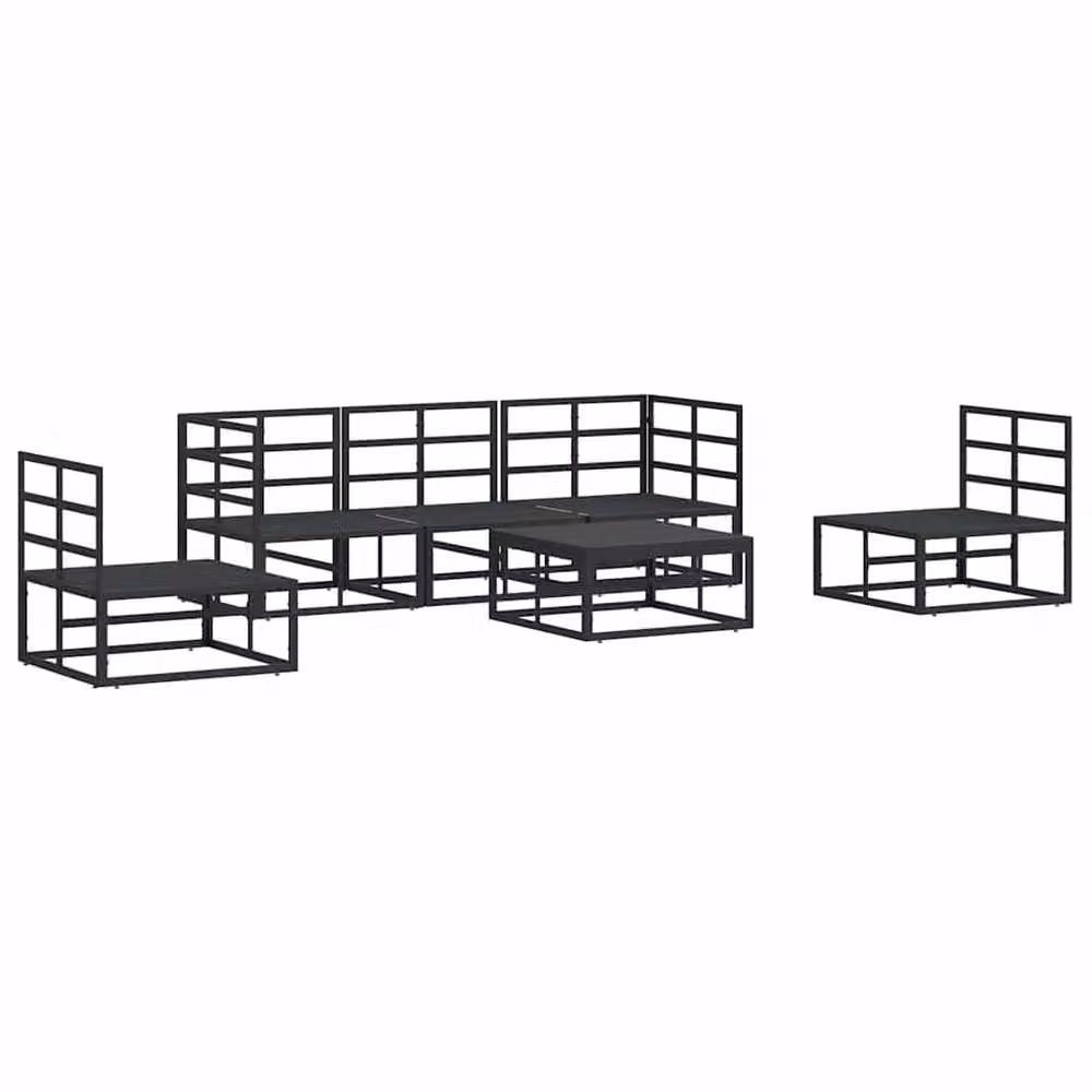 Berkfield Home 6 Piece Garden Sofa Set in Black with Powder Coated Aluminium Frame and Upholstered Cushions, W/D/H: 70 x 70 x 32 cm – 5