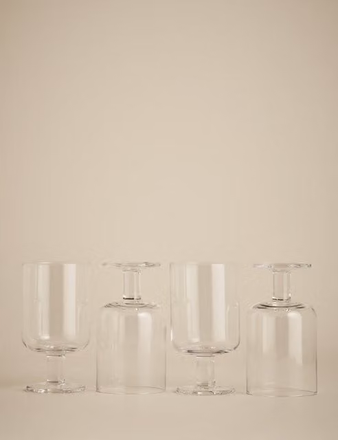 M&S Set of 4 Transparent Glass Wine Glasses