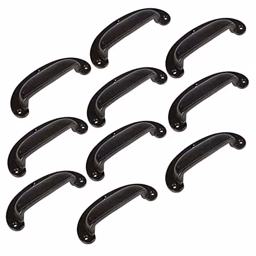 Hammer and Tongs Matt Black Iron Wide Lipped Cabinet Drawer Handles, Pack of 10, W: 130 mm, H: 50 mm – 1