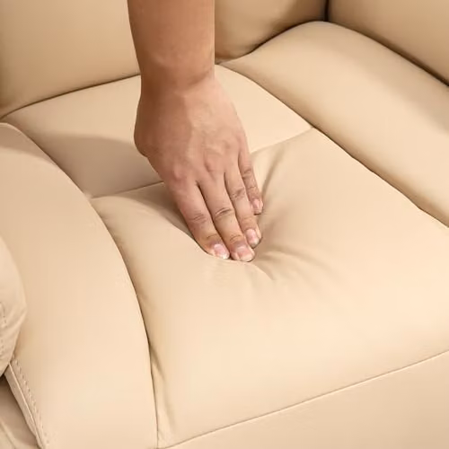 HOMCOM Manual Swivel Recliner Chair for Adults in Beige PU Leather – 3