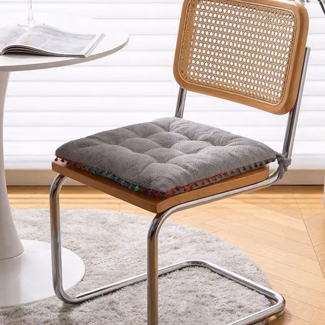 Livingandhome Vintage Square Dining Chair Cushion, Grey, W/D/H: 40 x 40 x 40 cm