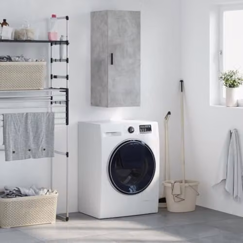 vidaXL Modern Wall Mounted Cabinet in Grey with Hinged Doors, W/D/H: 34.5 x 34 x 90 cm – 2