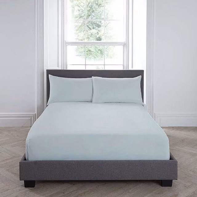 Serene Duck Egg Blue Microfibre Fitted Bed Sheet Single W/D/H: 90 x 190 x 32 cm – 1