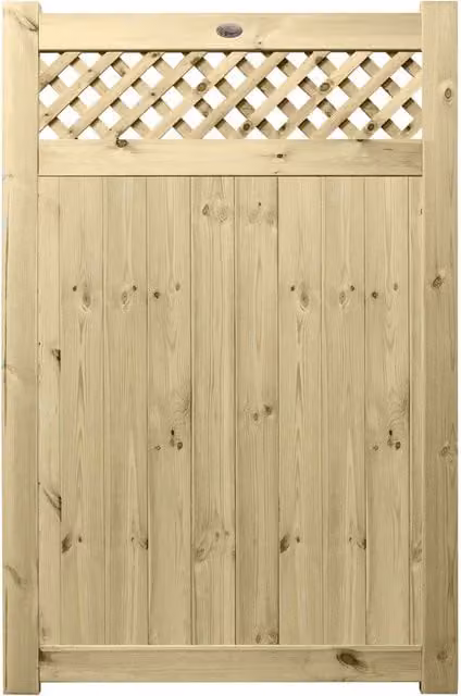 Premier Garden Supplies URBAN Interlocked Tongue Groove Pressure Treated Garden Gate with Diamond Trellis Top, W: 120 cm, H: 180 cm