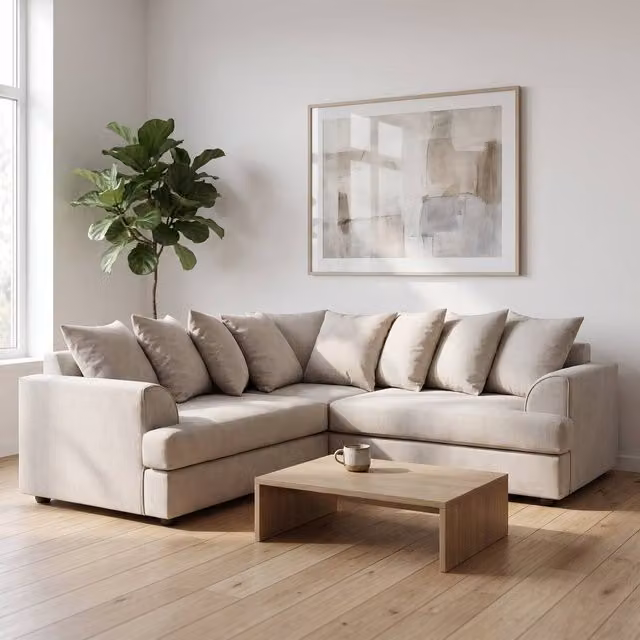 Abakus Direct Ferguson Relaxed Linen Corner Sofa in Beige