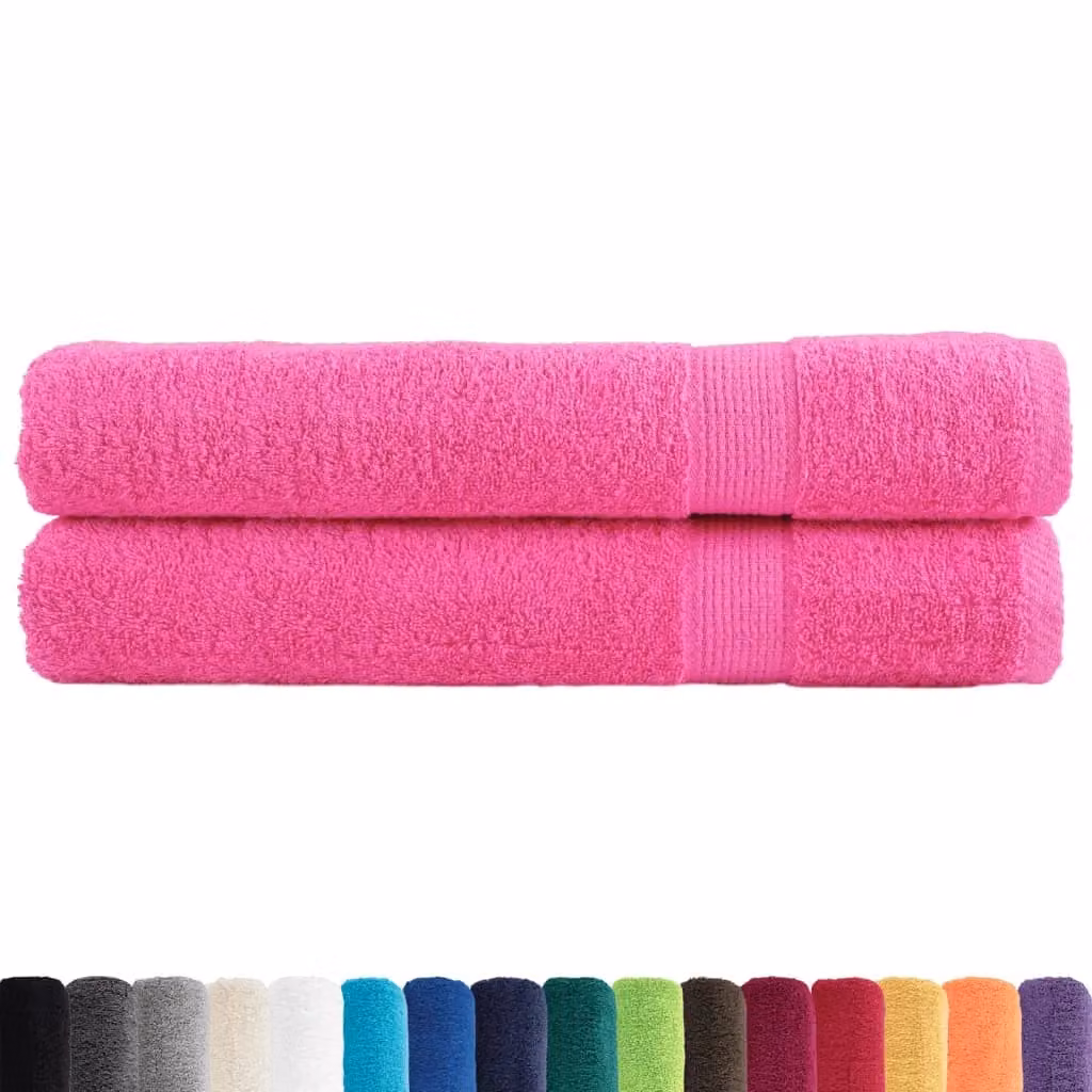 Berkfield Home SOLUND Premium Cotton Terry Towels, 2 Pack, Pink, W: 100 cm, L: 200 cm, 600 gsm – 2
