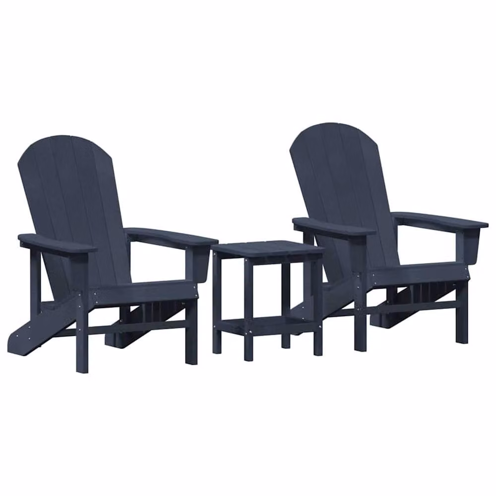 Berkfield Home Modern 3 Piece Garden Lounge Set in Navy Blue HDPE – 3
