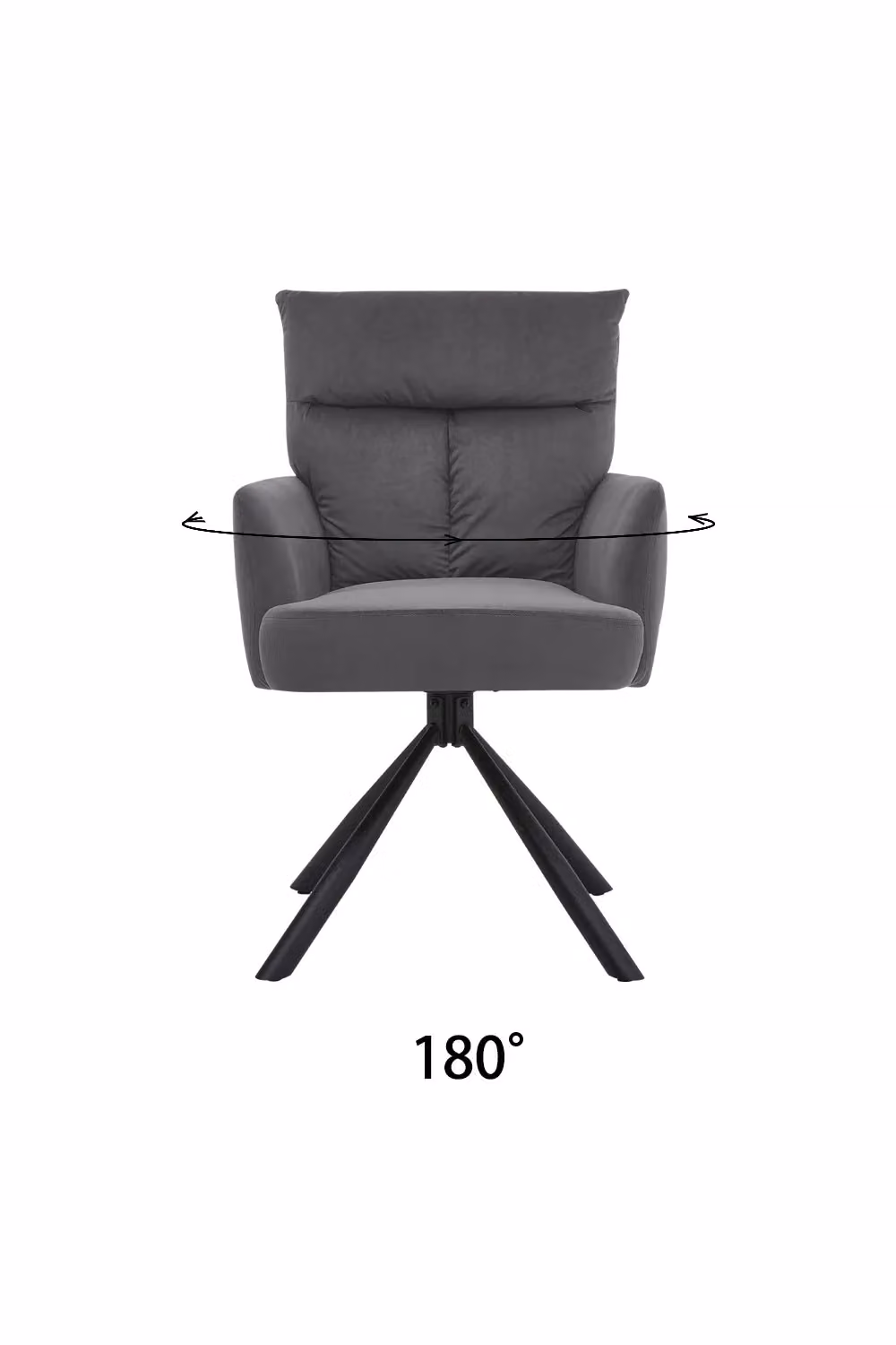 H&O Direct Grey Modern Velvet Swivel Armchair with Armrests – 2