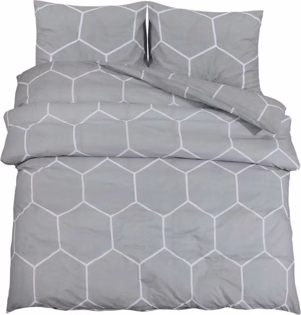 Berkfield Home Grey Cotton Duvet Cover and Pillowcase Set, W: 240 cm, H: 220 cm