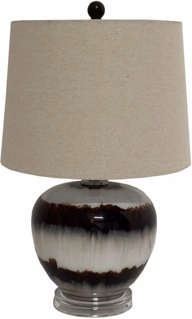 KDMD Sepia Shadows Squat Table Lamp with Brown Linen Shade – 1