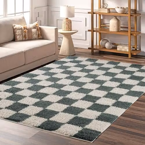 Desire Rugs Chester Modern Checkered Shaggy Area Rug, Green, W: 120 cm, L: 170 cm – 6