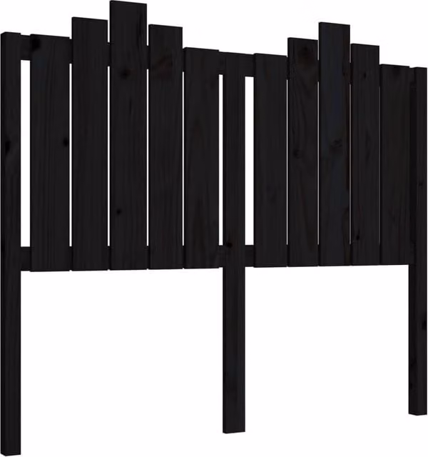Berkfield Home Black Rustic Solid Pine Wood Bed Headboard W: 126 cm, D: 4 cm, H: 110 cm