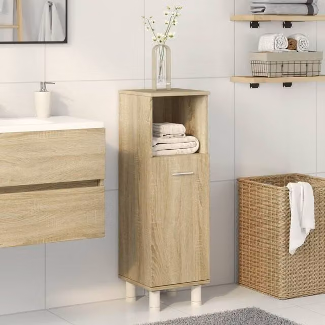 Berkfield Home Practical Bathroom Cabinet in Sonoma Oak, Brown, W/D/H: 30.5 x 30 x 95 cm
