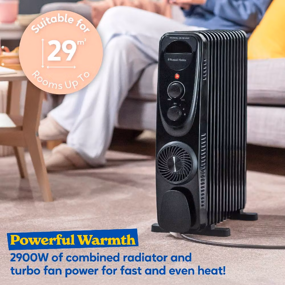 Russell Hobbs 2500W 13 Fin Oil Filled Radiator RHOFR2403 in Black – 5