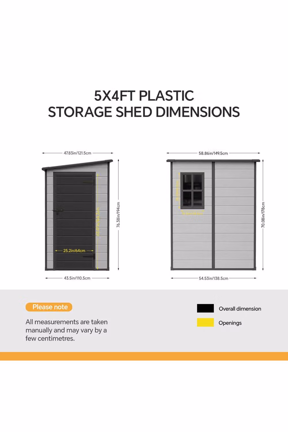 Living and Home Grey Plastic Pent Roof Garden Storage Shed, W: 152.4 cm, D: 121.5 cm, H: 194.0 cm – 3