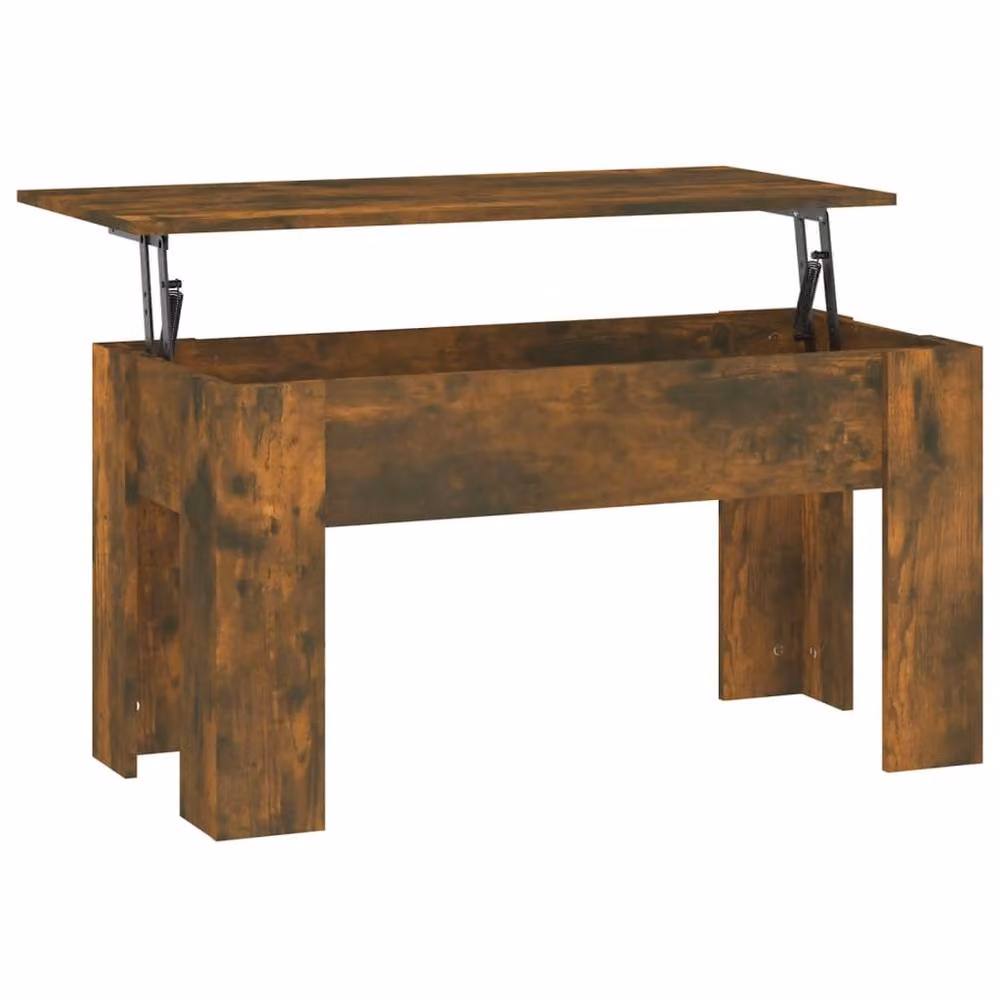 Berkfield Home Modern Smoked Oak Coffee Table in Brown, W/D/H: 101 x 49 x 52 cm – 2