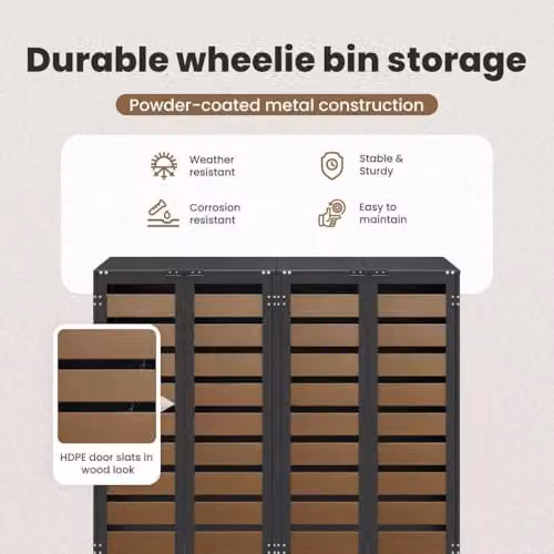 vidaXL Wheelie Bin Storage for 2 Bins in Anthracite Steel – 4