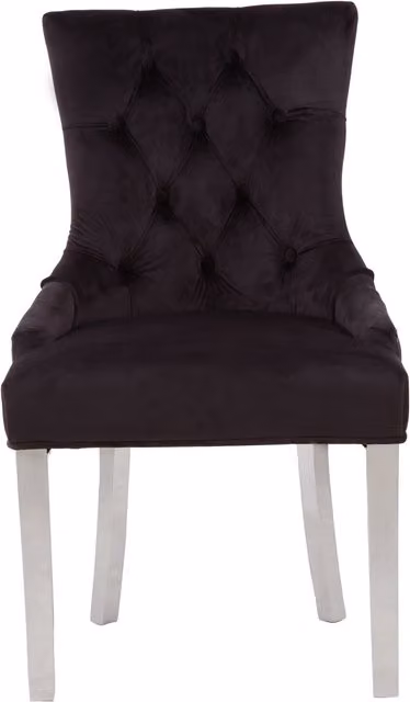 Orsina Modern Black Velvet Upholstered Dining Chair with Armrests