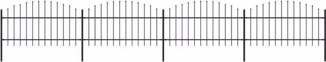 Berkfield Black Steel Spear Top Garden Fence