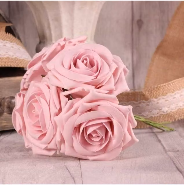 KDMD Pack of 2 Baby Pink Foam Open Tea Roses