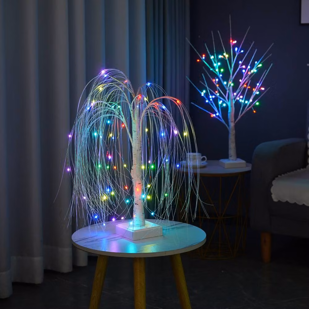 Smartbies Set of 2 Multicolour LED Twig Birch Christmas Tree Willow Tree Lamps – 1