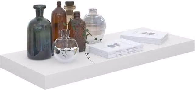 Berkfield Home Durable Floating Wall Shelf in High Gloss White, W: 60 cm, D: 23.5 cm, H: 3.8 cm