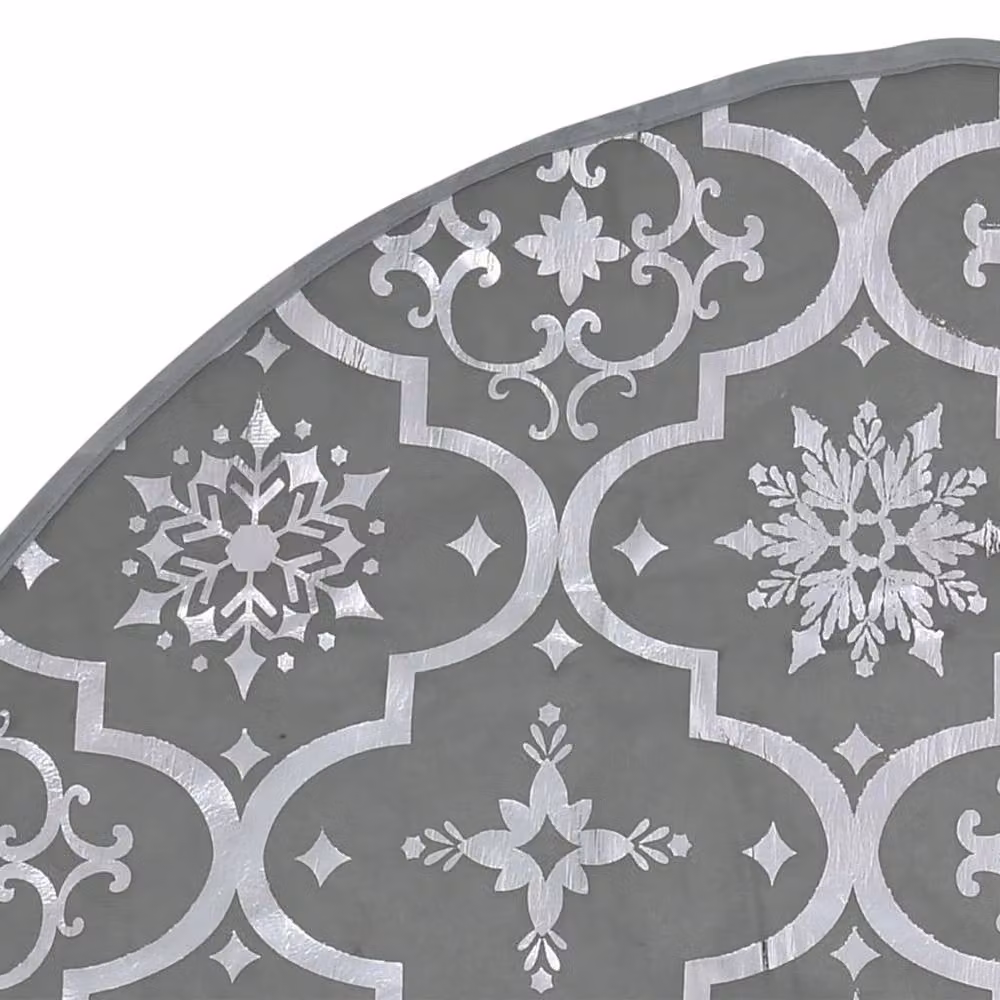 Berkfield Home Luxury Christmas Tree Skirt with Sock in Grey, 90 cm – 4