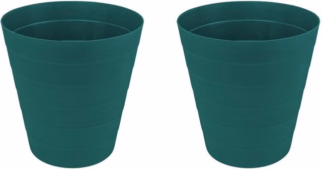 JVL Set of 2 Round Plastic Waste Bins in Petrol, 6.6L each – 1