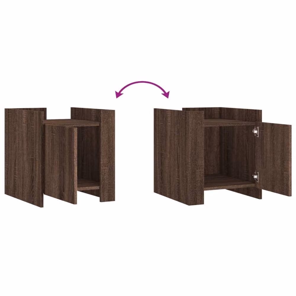 Berkfield Home Bedside Cabinet in Brown Oak, W/D/H: 45 x 50 x 50 cm – 5