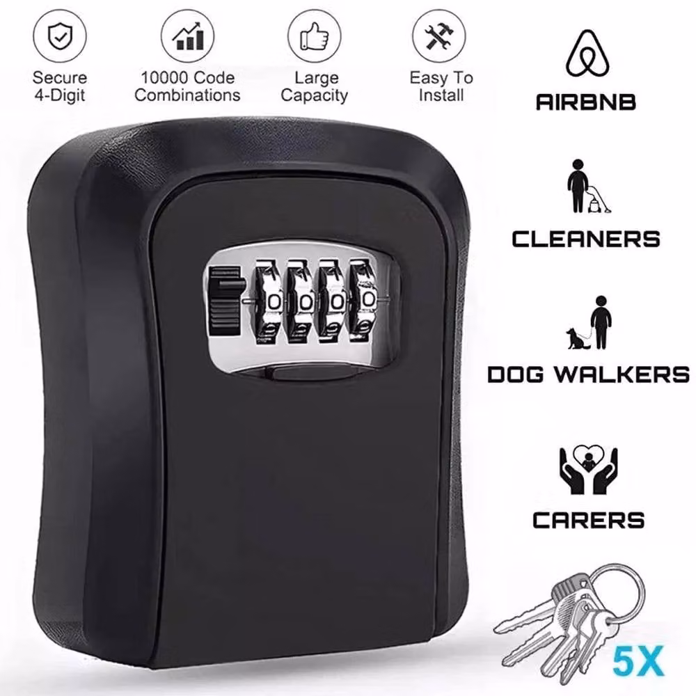 Kelvenix Black Outdoor Wall Mounted Combination Key Safe Box – 3