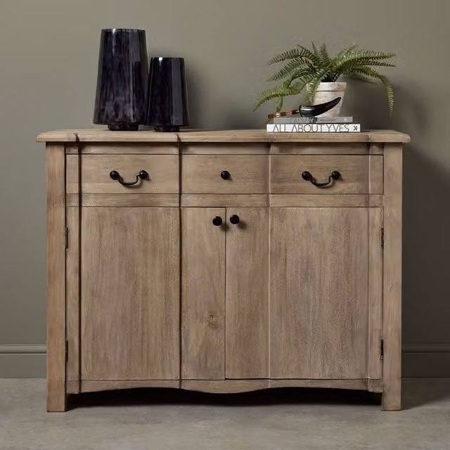 Hill Interiors Colorado Collection Vintage Wood Sideboard with 1 Drawer and 2 Doors in Brown and Black