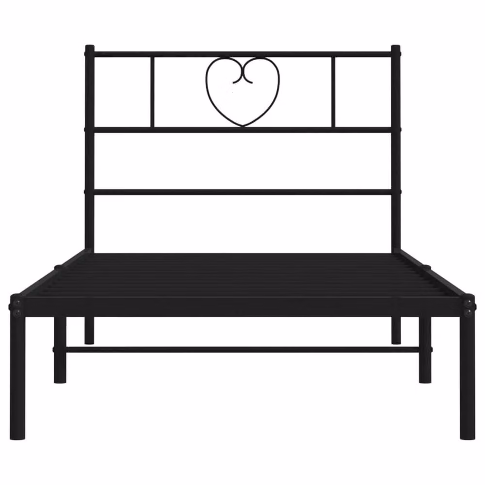 Berkfield Home Metal Bed Frame with Headboard in Black, W/D/H: 90 x 190 cm – 3