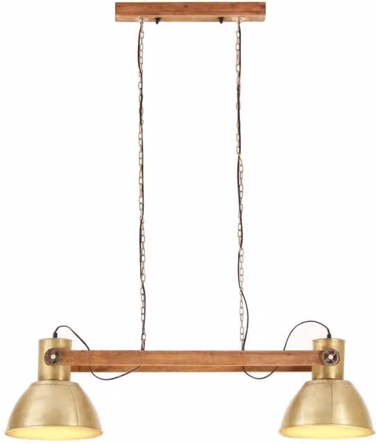 Berkfield Home Industrial Hanging Lamp in Gold/Brass and Brown, Height: 109 cm, E27