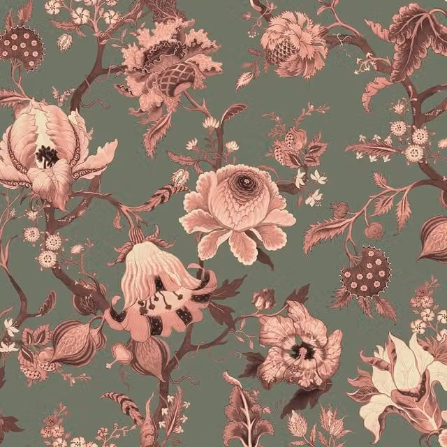 House of Hackney Artemis Art Nouveau Botanical Floral Wallpaper in Green and Pink