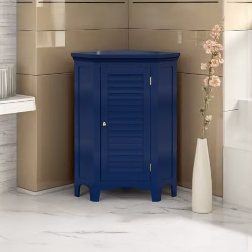 Teamson Home Glancy Freestanding Corner Floor Cabinet with Hinged Doors in Blue – 5