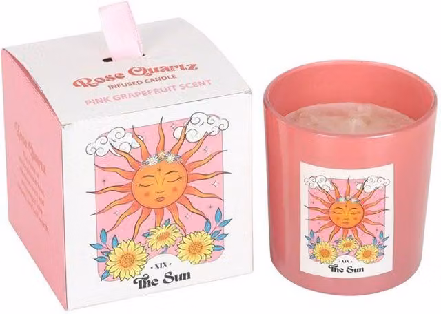 KDMD The Sun Rose Quartz Crystal Chip Votive Candle in Pink with Fruity Scent